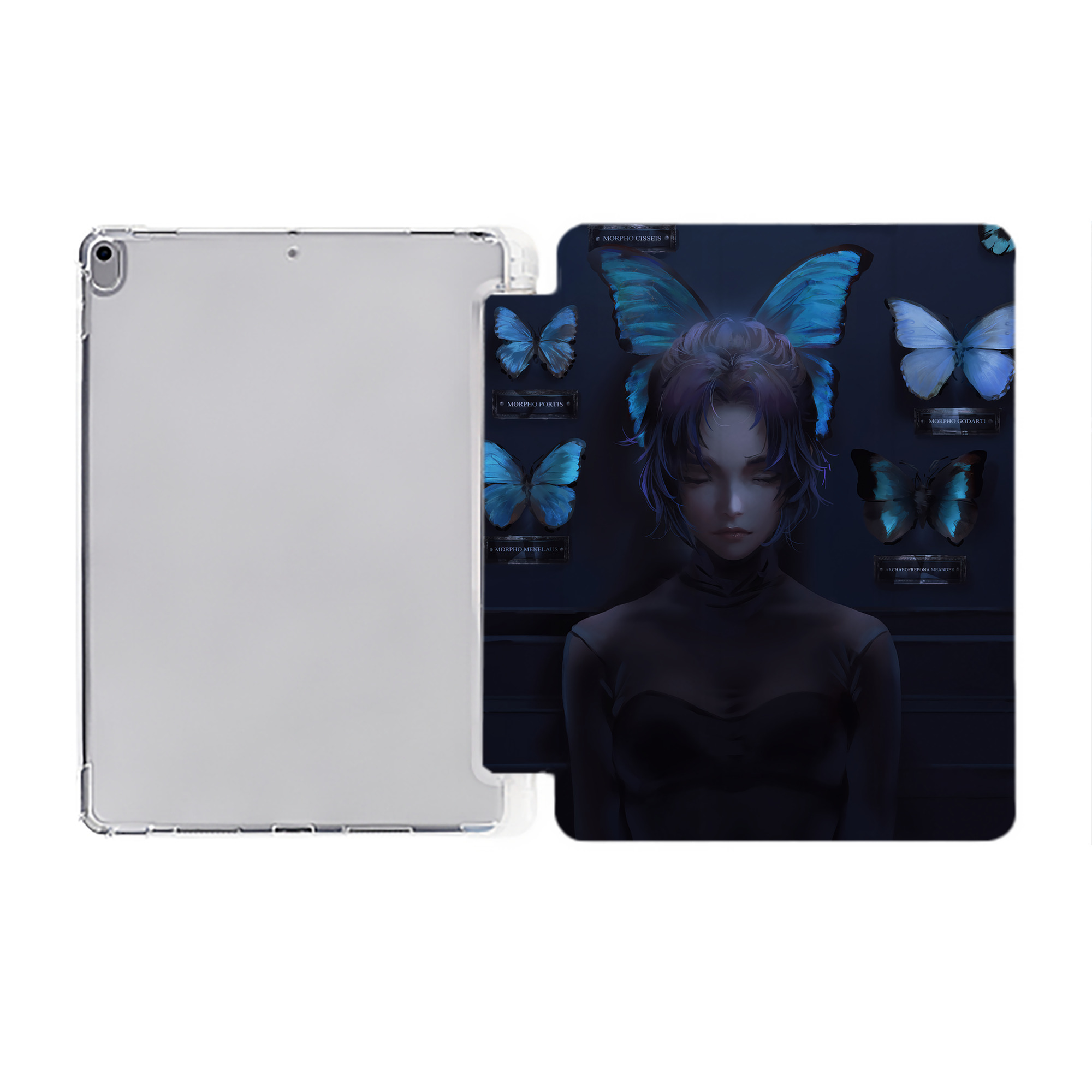 （画像用） 鬼滅の刃（きめつのやいば）蟲柱-胡蝶 しのぶ／こちょう しのぶ Kochou Shinobu IPad ケース ペン収納付き 三つ折りスタンド PUレザー×シリコン 対応機種9.5/10.5/10.9インチ